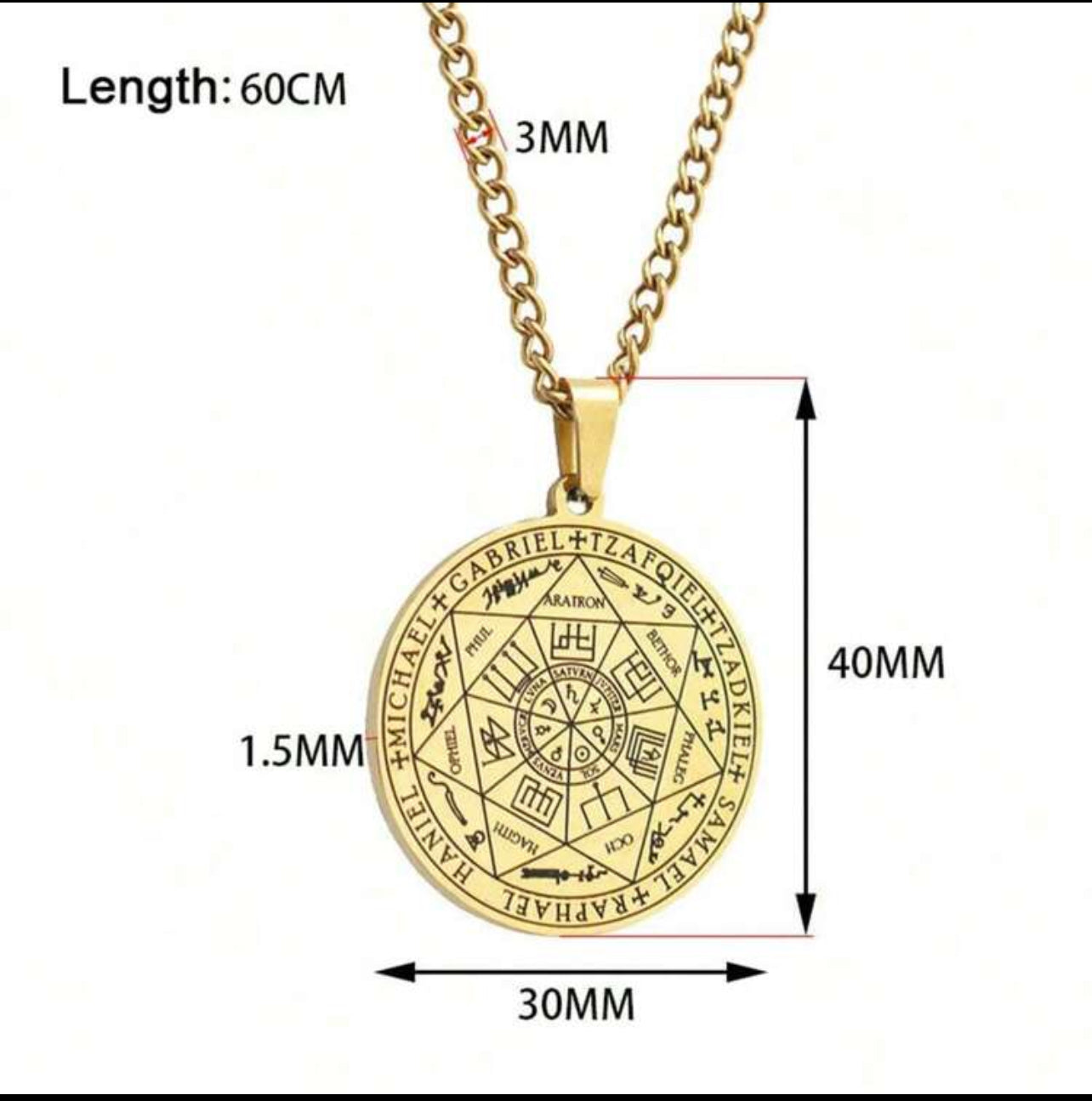 Stainless Steel Seven Archangels Round Pendant Necklace