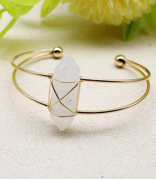 Clear Quartz Double Terminated Wire Wrapped Bracelet