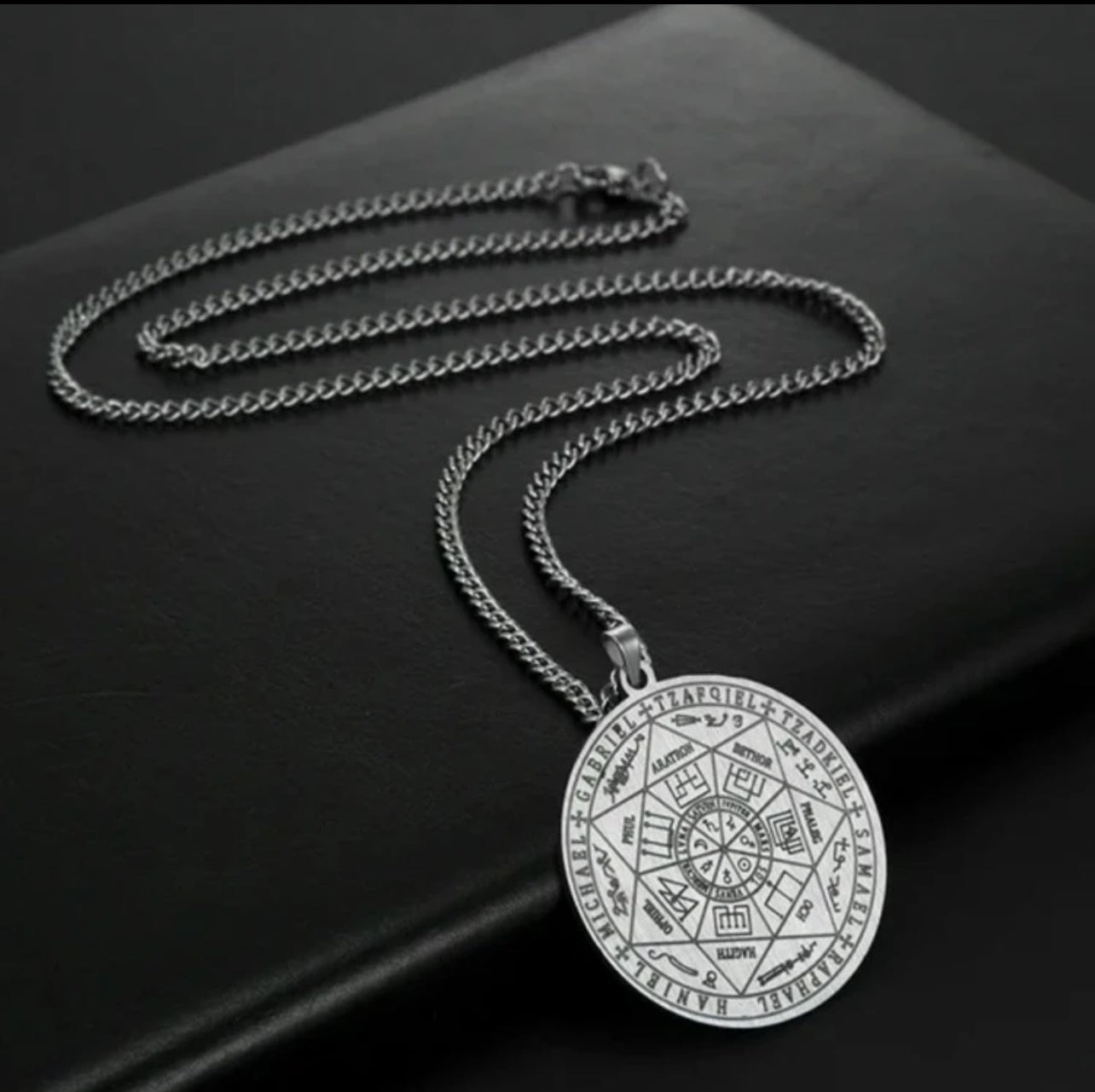 Stainless Steel Seven Archangels Round Pendant Necklace